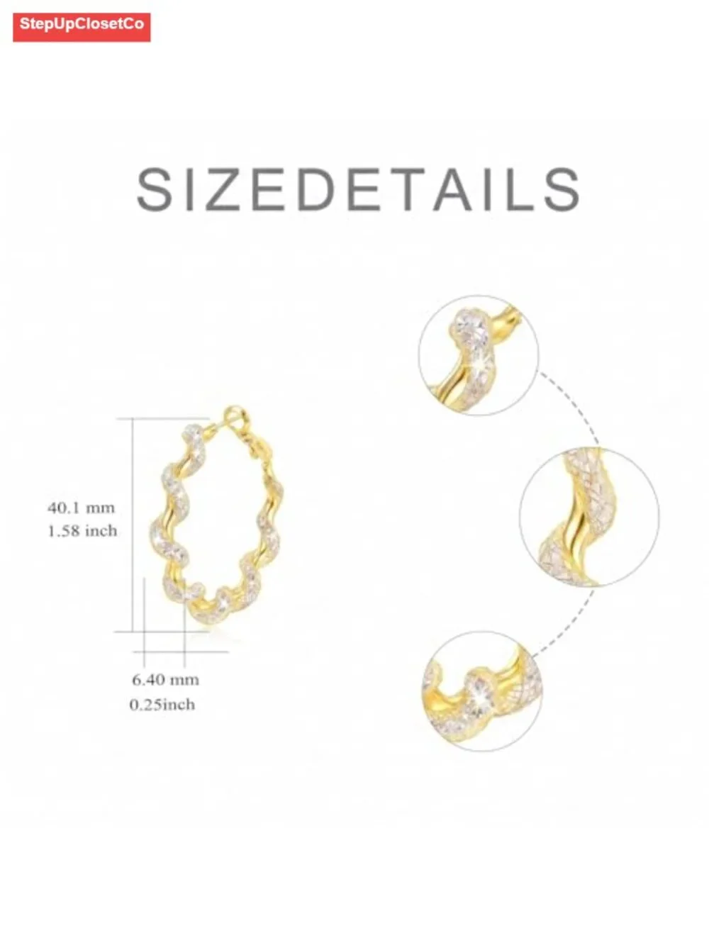 14K Gold Braided Texture Hoop Earrings 32/40mm Twist Design Lever Back Women's